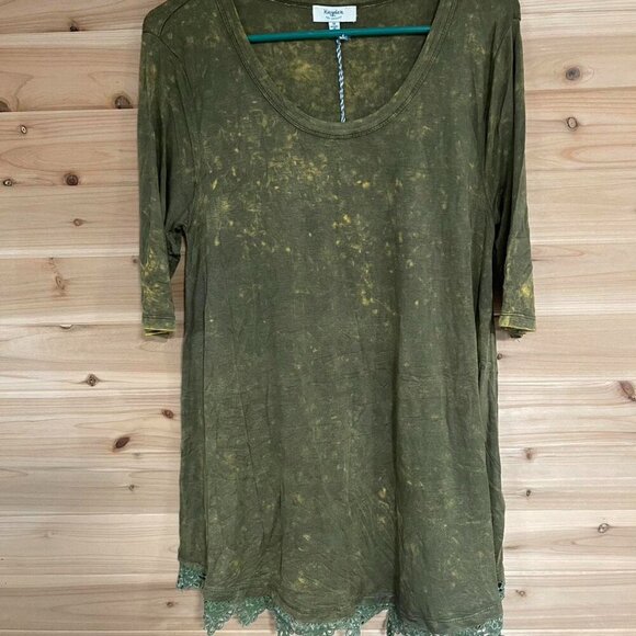 Green Lace Trim Top Boho - Hayden LA - Picture 1 of 4